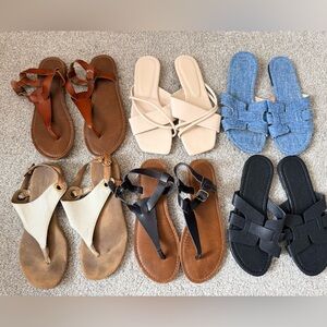 Women's Sandals Collection Lot - Brown, Cream, Blue, Black